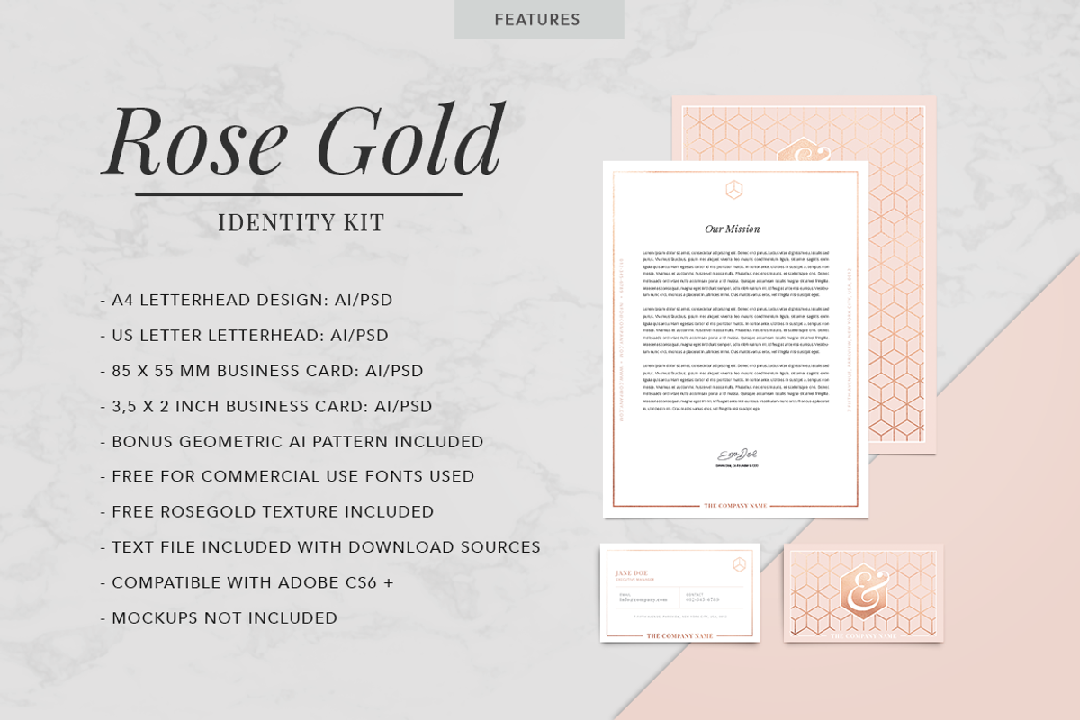 ROSE GOLD | Identity Kit, a Stationery Template by Marigold Studios (Photo 7 of 7)