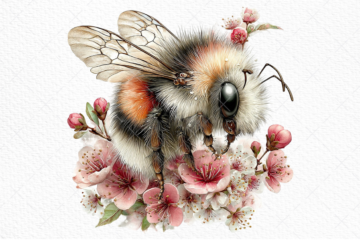 Whimsical Spring Bee Clipart PNG, an Illustration by Craft Nest (Photo 10 of 11)
