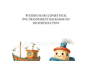 Boat Clipart Set, a Decorative Illustration by Pati Charm Studio (Thumbnail 5 of 8)