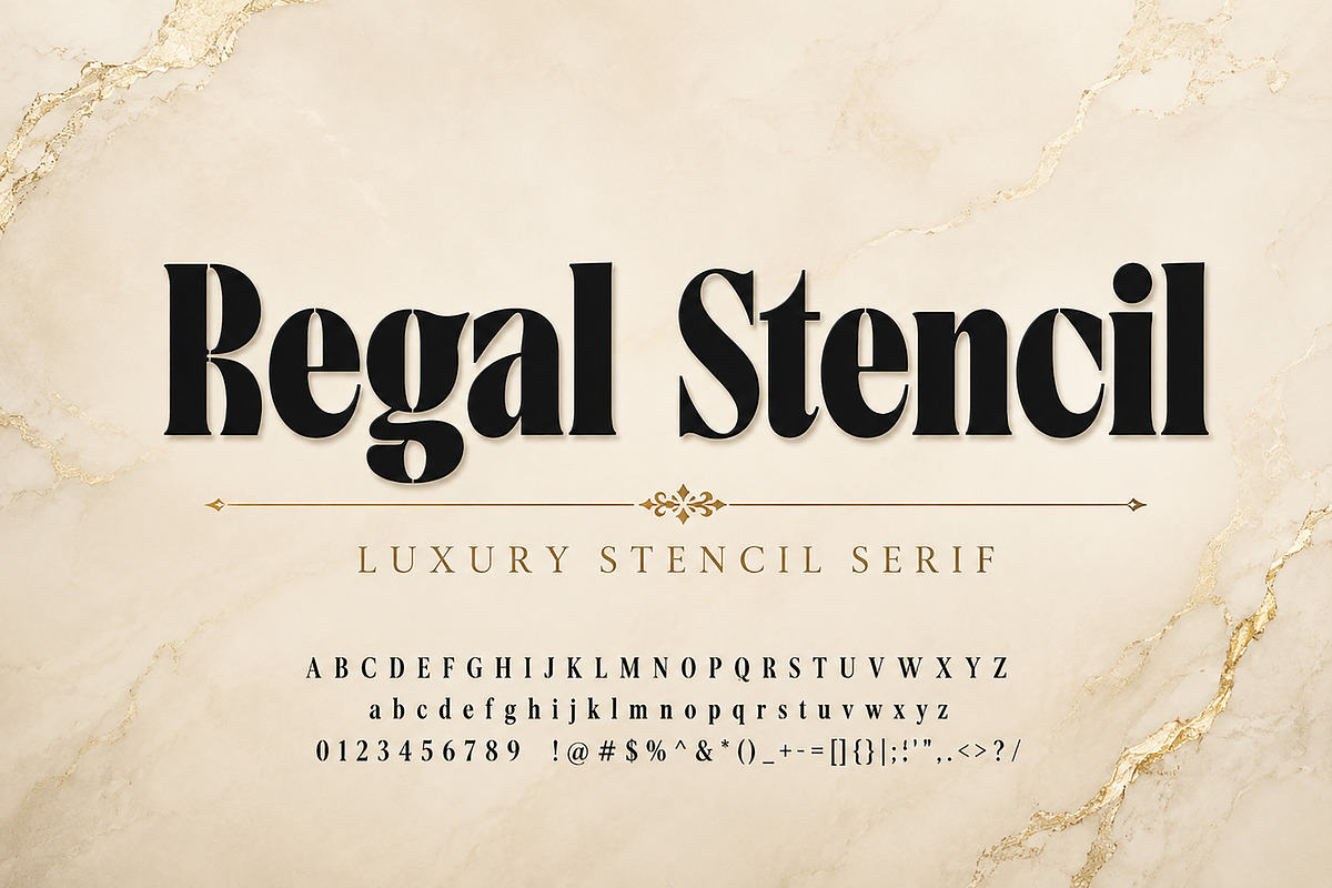Regal Stencil, a Serif Font by Wow Magic (Photo 1 of 5)