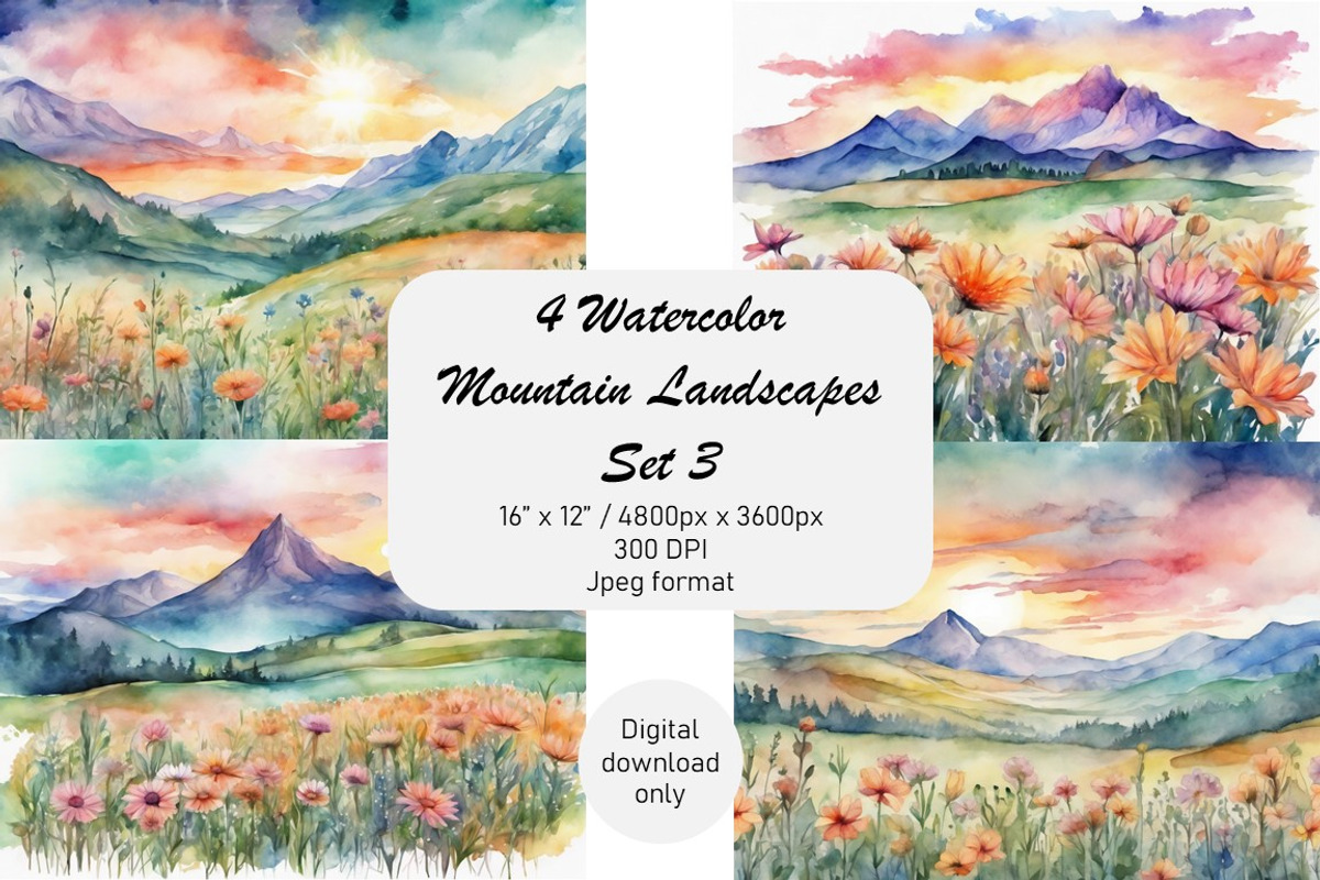 Watercolor Mountain Landscapes Set 3, a Decorative Illustration by Kat's Artful Creations (Photo 21 of 21)