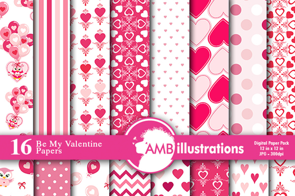 Valentines Day Digital Paper AMB1166, a Pattern Graphic by AMBillustrations