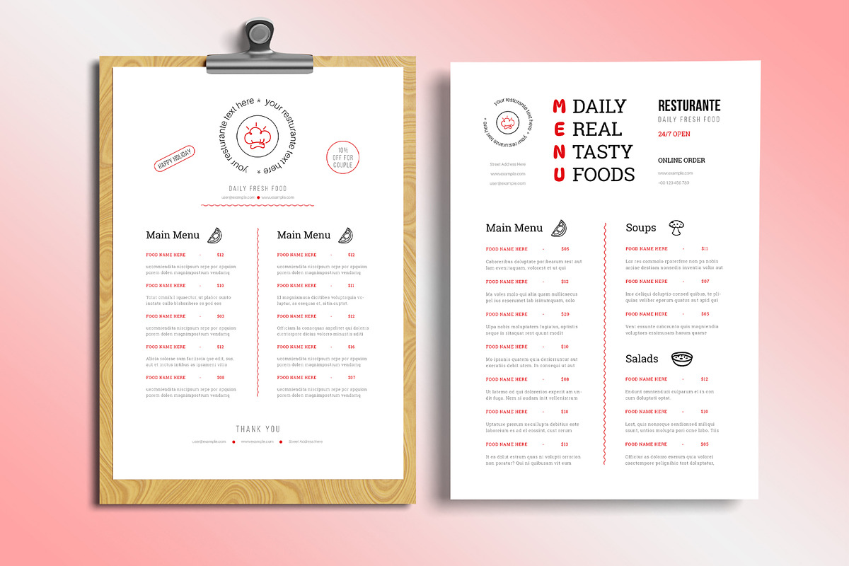 Restaurant Menu Layout, a Stationery Template by MightyDesign (Photo 1 of 6)