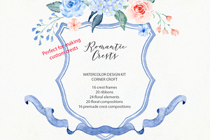 Watercolor Romantic Crest Design Kit