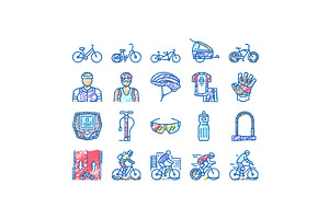 Bike Transport And Accessories Icons, an Object Illustration by pikepicture