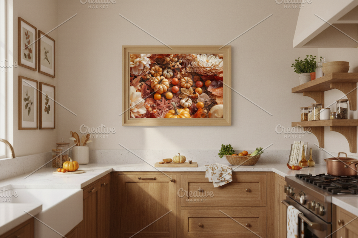 Autumn Pumpkins & Flowers Wall Art, a Background Graphic by Floraphoria (Photo 9 of 12)