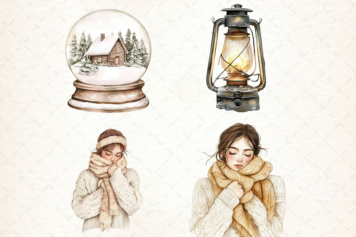 Watercolor Cozy Neutral Winter Clipa, an Illustration by Libby Wishes (Photo 3 of 9)