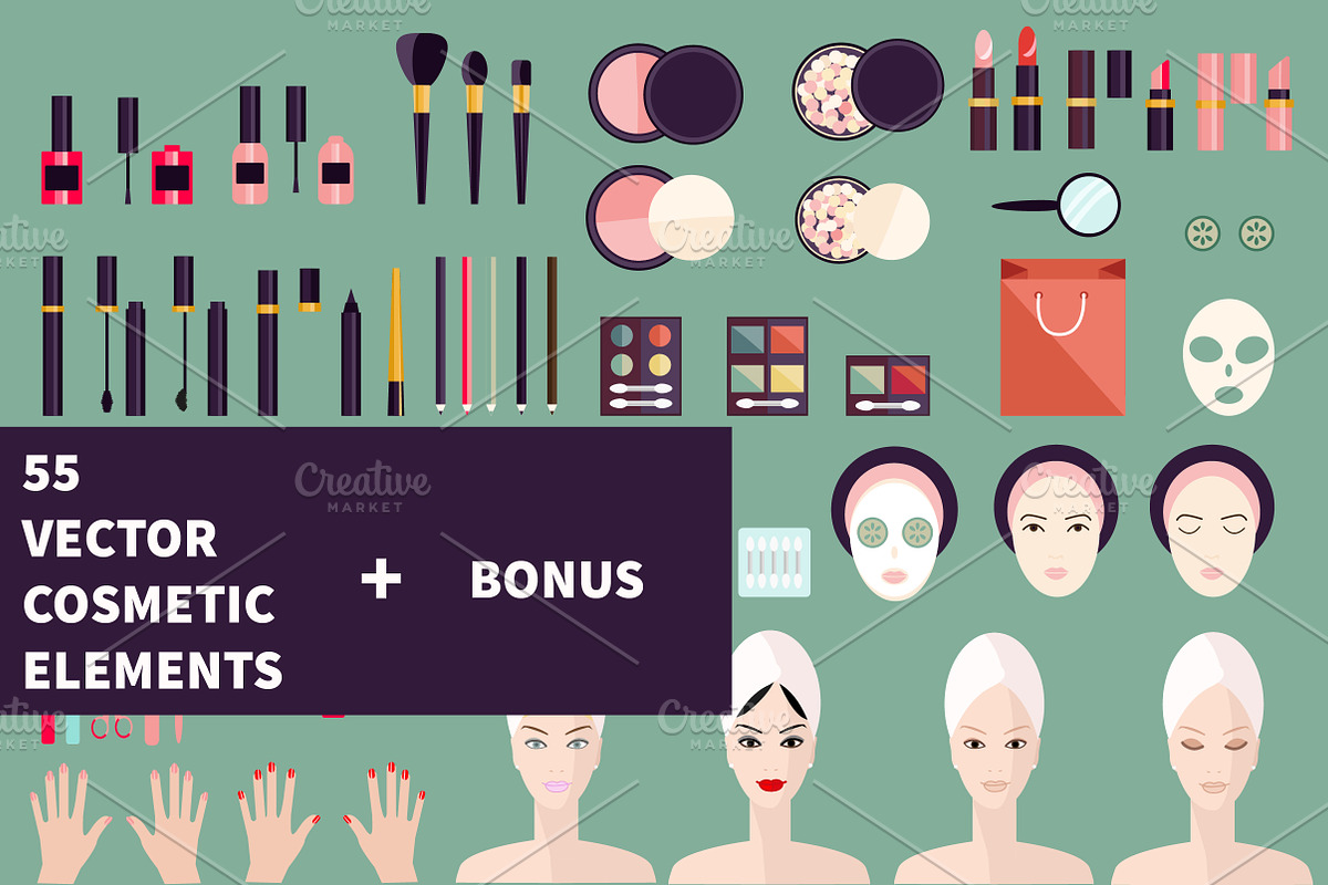 Vector cosmetic elements., an Illustration by Little A (Aigul) (Photo 1 of 4)