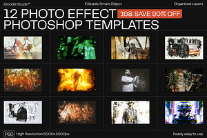 12 Photo Effect Templates, a Layer Style Add-On by iDoodle Studio