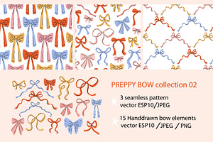 Preppy bow pattern collection 02