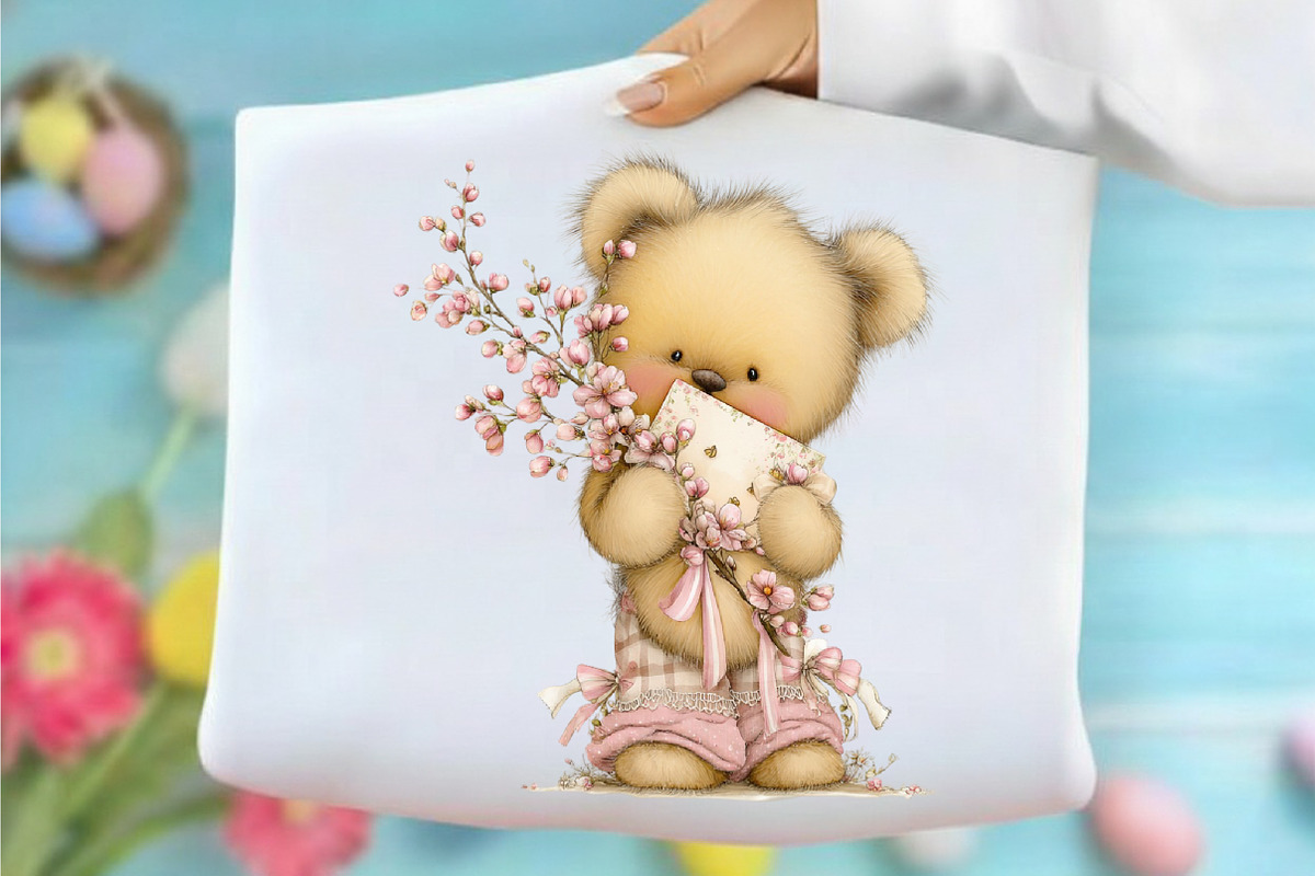 Whimsical Spring Teddy Bear Clipart, an Illustration by designcity5 (Photo 3 of 5)