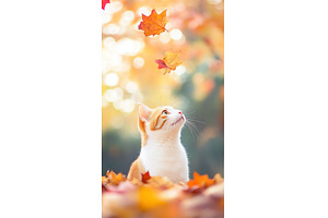 Curious ginger kitten looks up at, an Animal Photo by Lermont51
