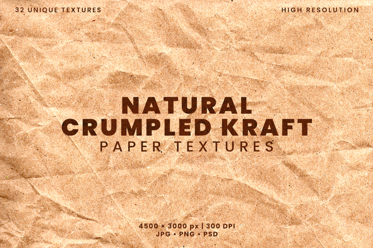 Natural Crumpled Kraft Paper Texture, a Texture Graphic by Ary_ngeblur (Photo 1 of 7)