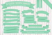 Mint Ribbon Banner Clipart, an Illustration by Amanda Ilkov (Thumbnail 1 of 4)