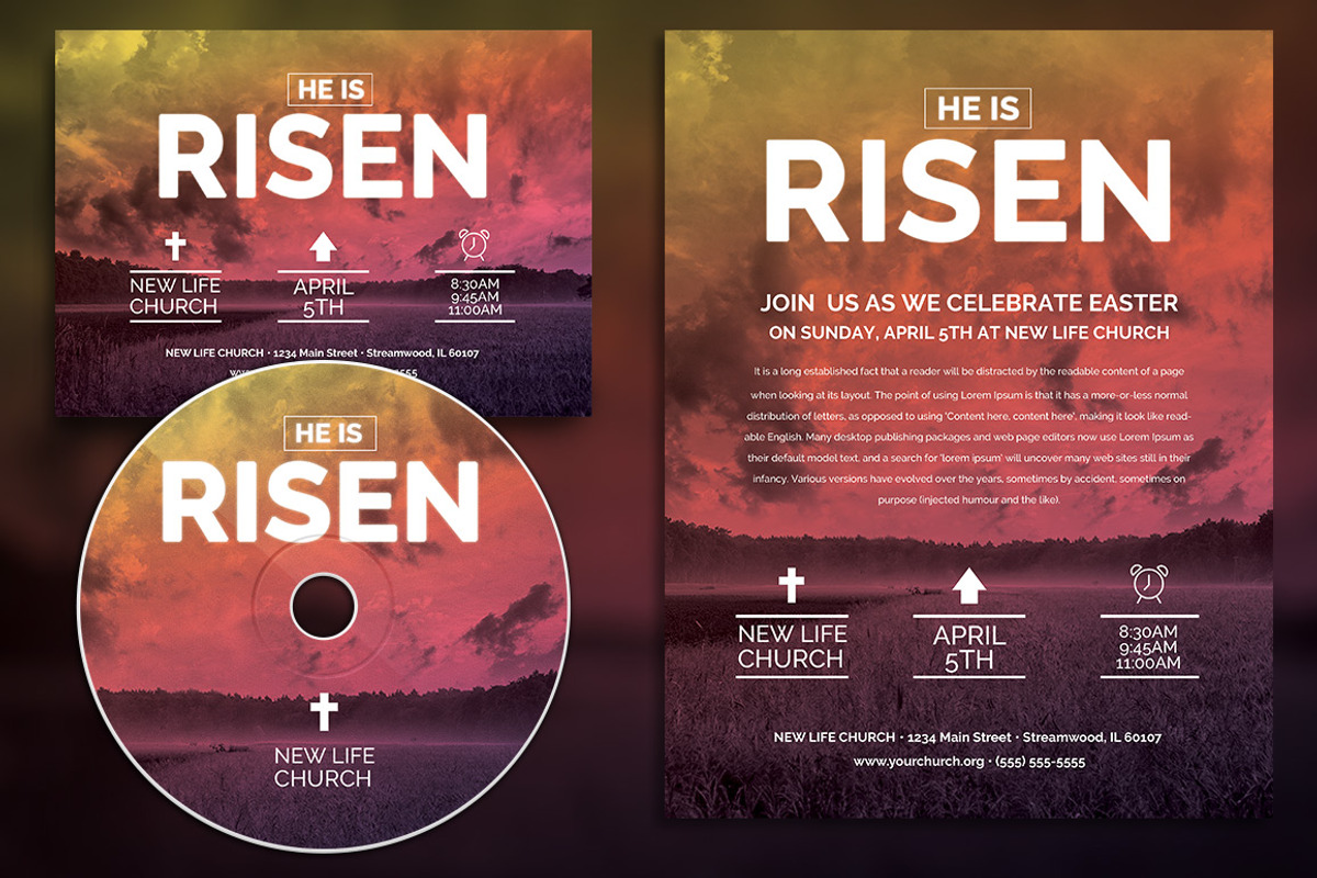 Easter Sunday Church Template Set, a Flyer Template by Nathan Knight Design (Photo 2 of 5)