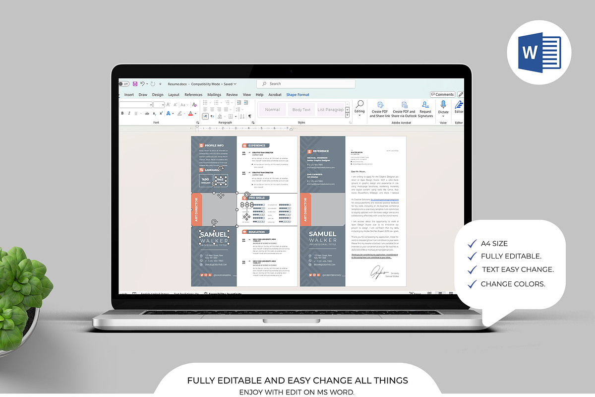 Resume / CV Word | Canva, a Resume Template by Template Zone (Photo 7 of 7)