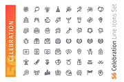 Celebration Line Icons Set, an Outline Icon by Voysla's Shop (Thumbnail 2 of 4)