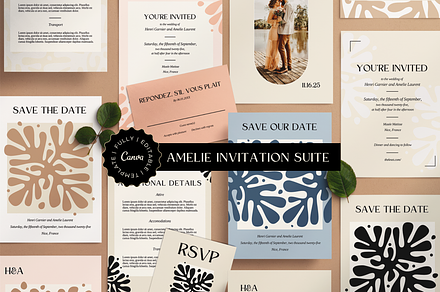 Amelie - Wedding invitation suite, a Stationery Template by SydneyResnik