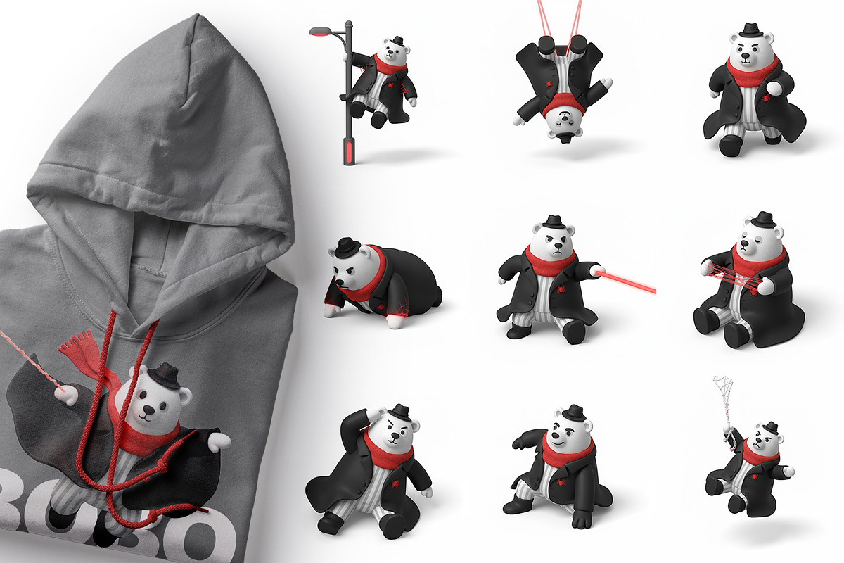 Bobo Spider-Noir, Clay 3D Clipart, a Seasonal Illustration by FactoryType Studio (Photo 4 of 9)