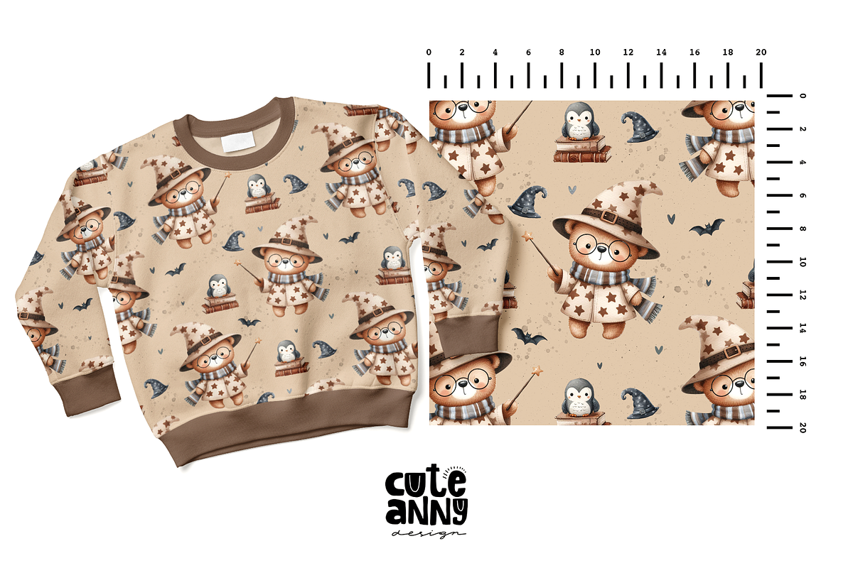 Pattern with wizard bear, a Pattern Graphic by Cuteanny Design (Photo 3 of 4)