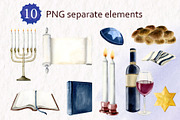 Shabbat Shalom Ceremony Clipart, a Decorative Illustration by Elena Malgina Clipart (Thumbnail 2 of 9)