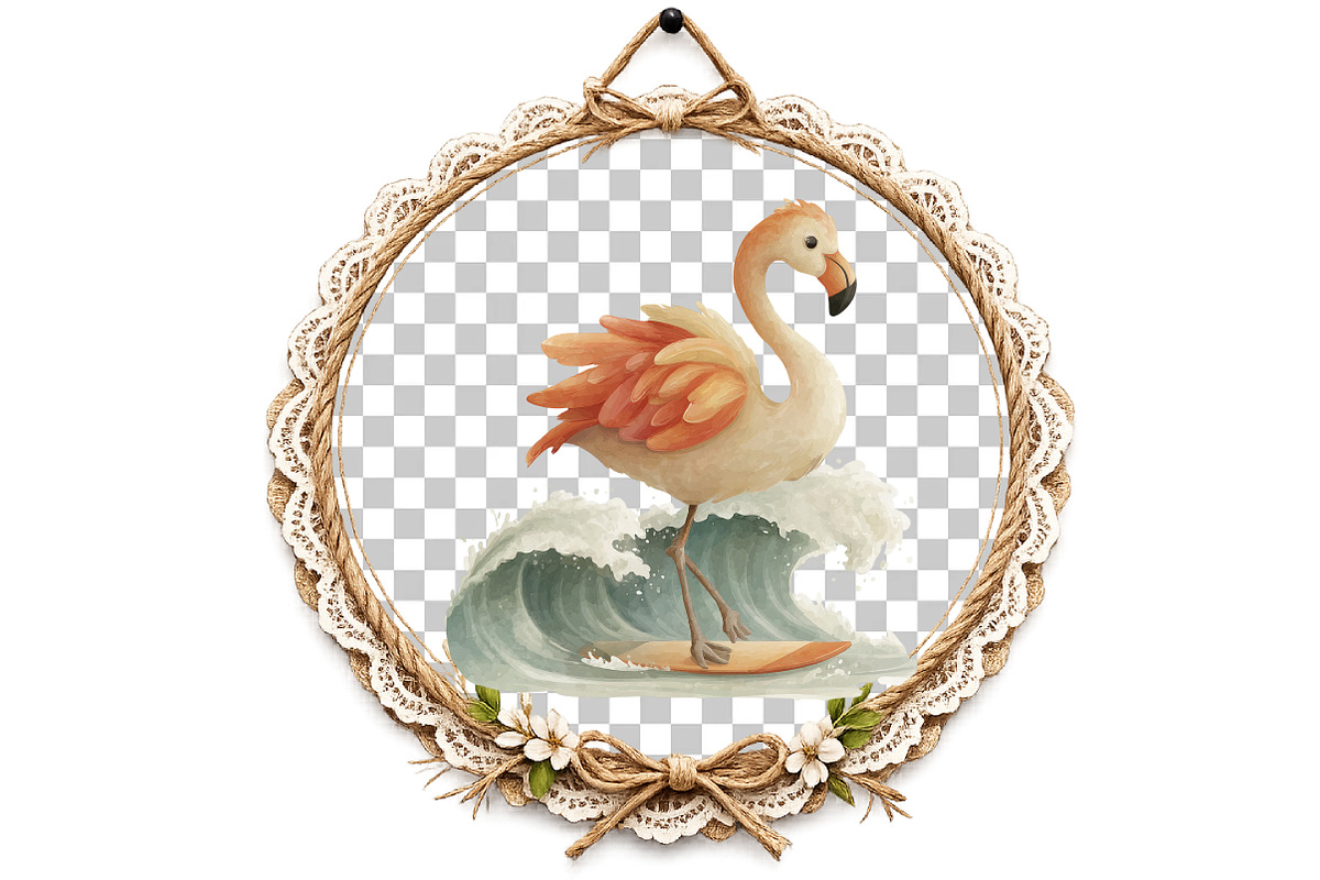 Whimsical Summer Flamingo Clipart, an Illustration by DreamArtGraphic (Photo 6 of 8)