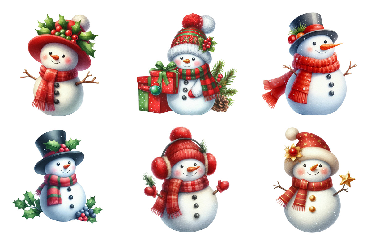 Christmas Snowman PNG Bundle, an Illustration by DreamArtGraphic (Photo 3 of 5)