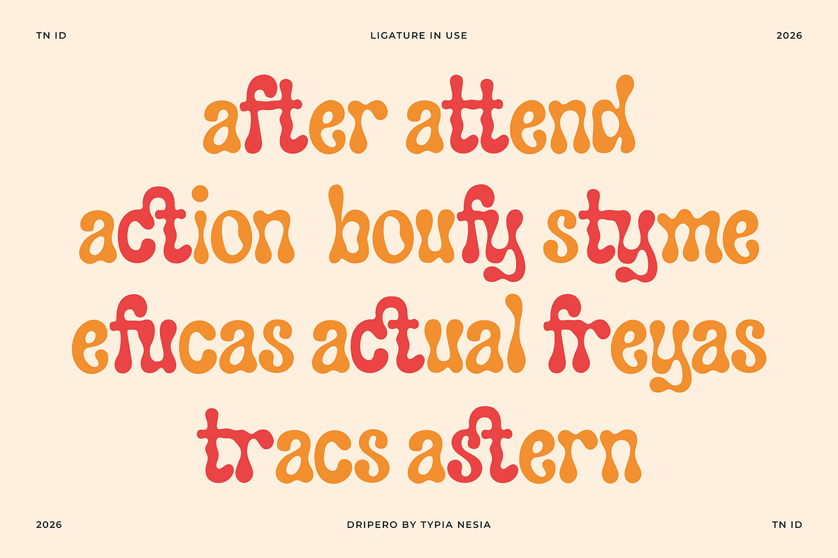 Dripero – Psychedelic Liquify Retro, a Sans Serif Font by Typia Nesia (Photo 5 of 12)