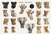 Watercolor Safari Baby Animals, an Animal Illustration by Elena Dorosh (Thumbnail 2 of 7)