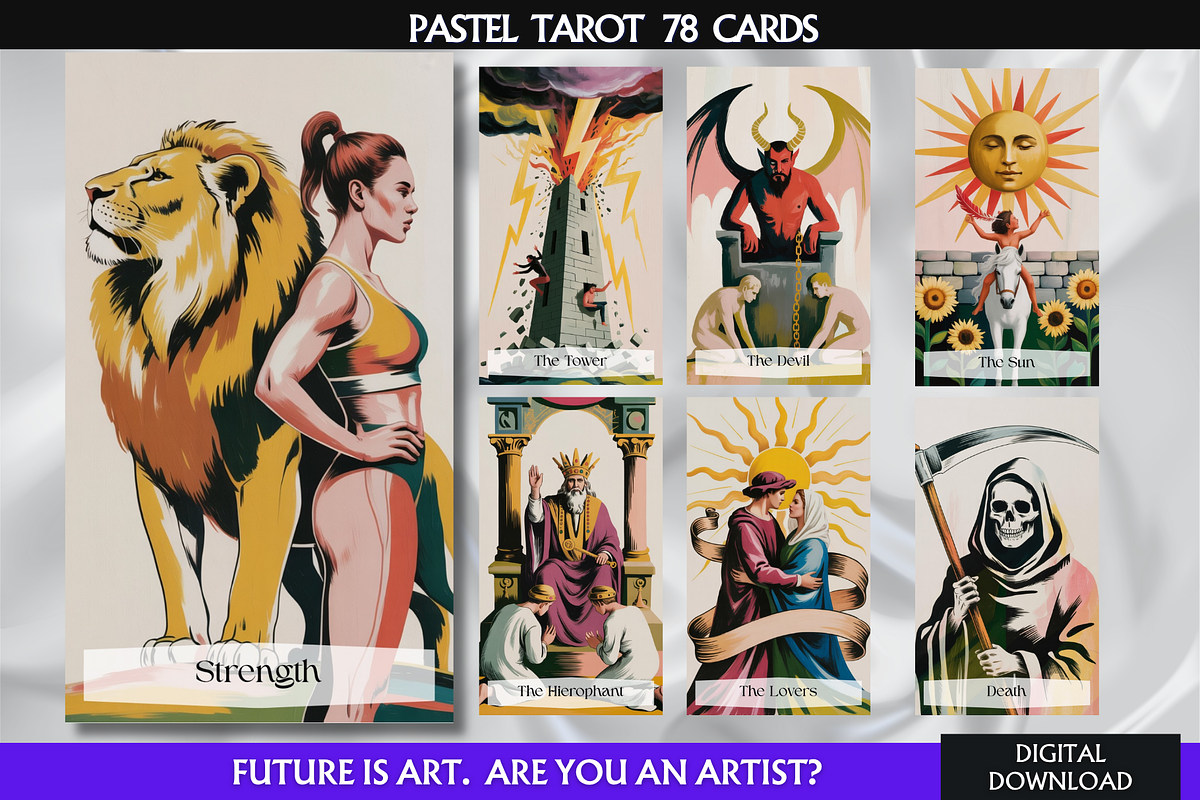 Boho Tarot Cards Deck Pastel Tarot, a Person Illustration by Mugio (Photo 1 of 5)