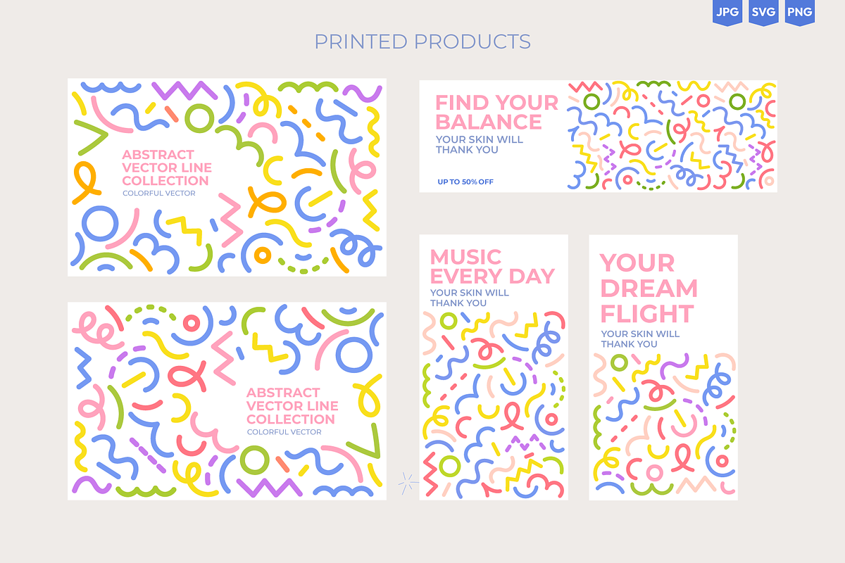 Colorful Line Doodles, Vector Set, a Decorative Illustration by Ilia Design (Photo 4 of 6)
