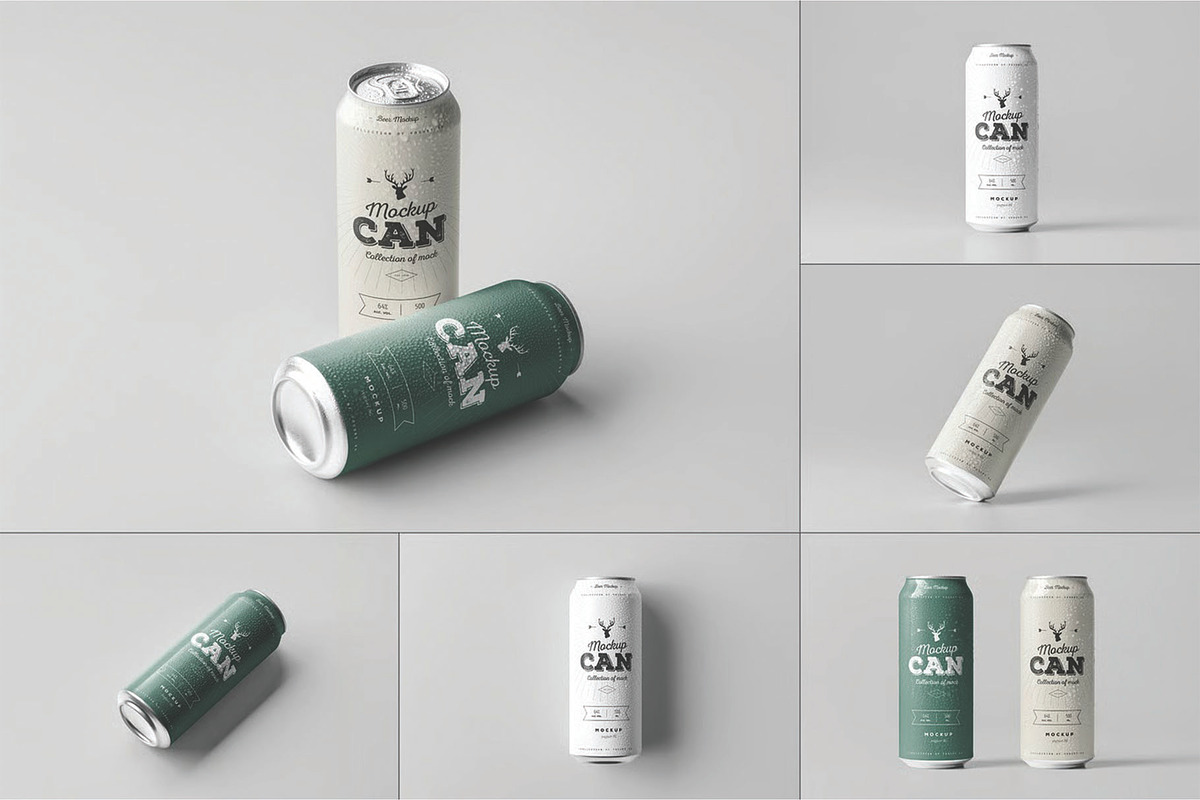 Soda Can Mockup Set, an Advertising Mockup by DesignRushMarket (Photo 1 of 14)