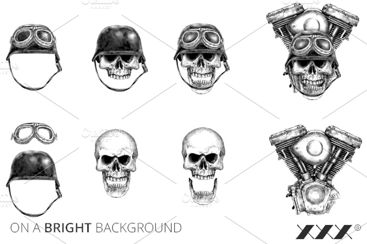 Motorcycle Skull T-Shirt Design Moto, an Illustration by XXX (Photo 2 of 2)