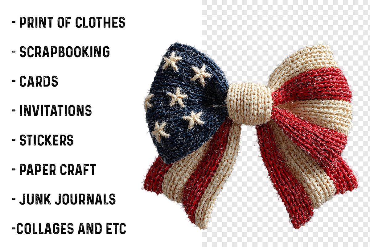 Faux Yarn USA Flag Bow PNG, an Illustration by SinaCreation (Photo 2 of 6)