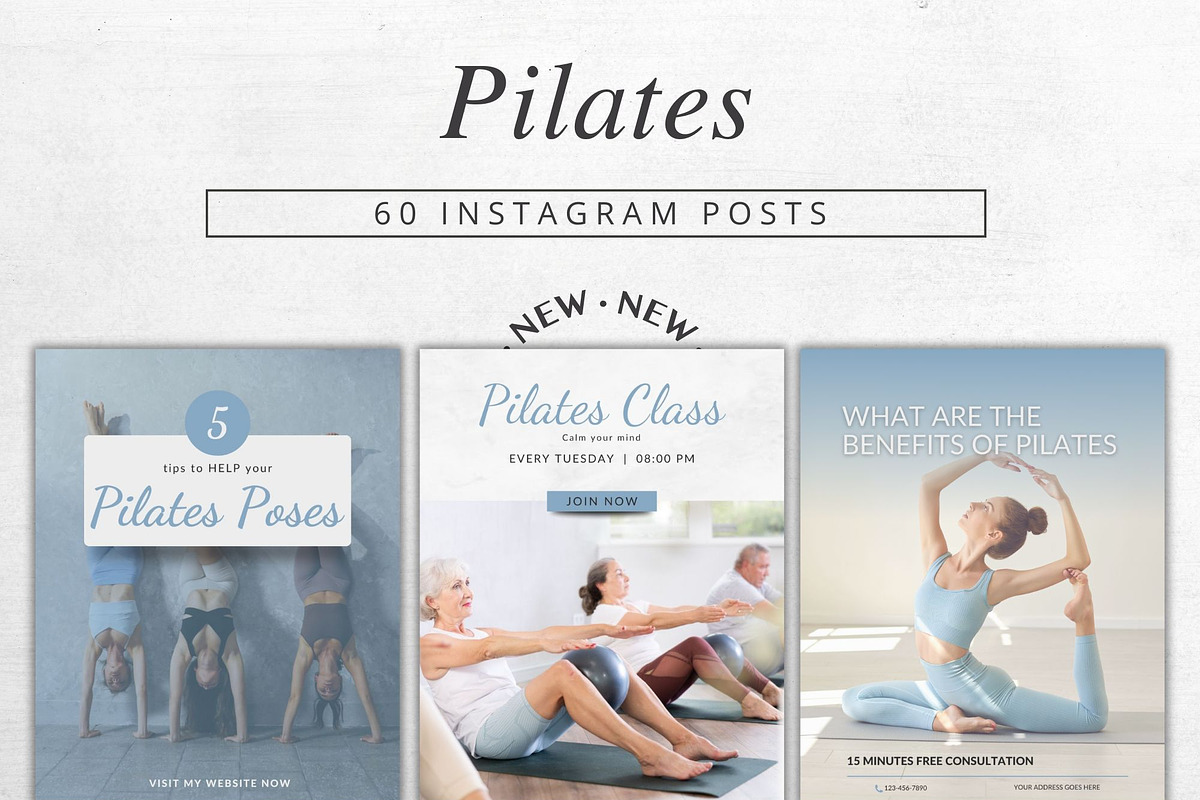 60 Pilates Canva Templates, a Social Media Template by Talipic Designs (Photo 1 of 5)