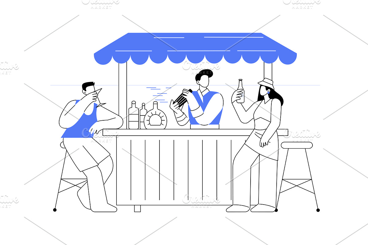 Beach bar isolated cartoon vector, a Person Illustration by Visual Generation