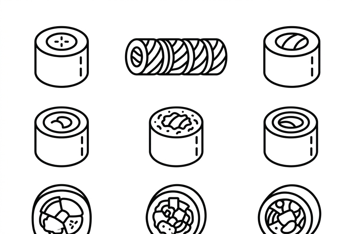 390 Sushi Restaurant Icons, an Outline Icon by adenpinkstore (Photo 2 of 13)