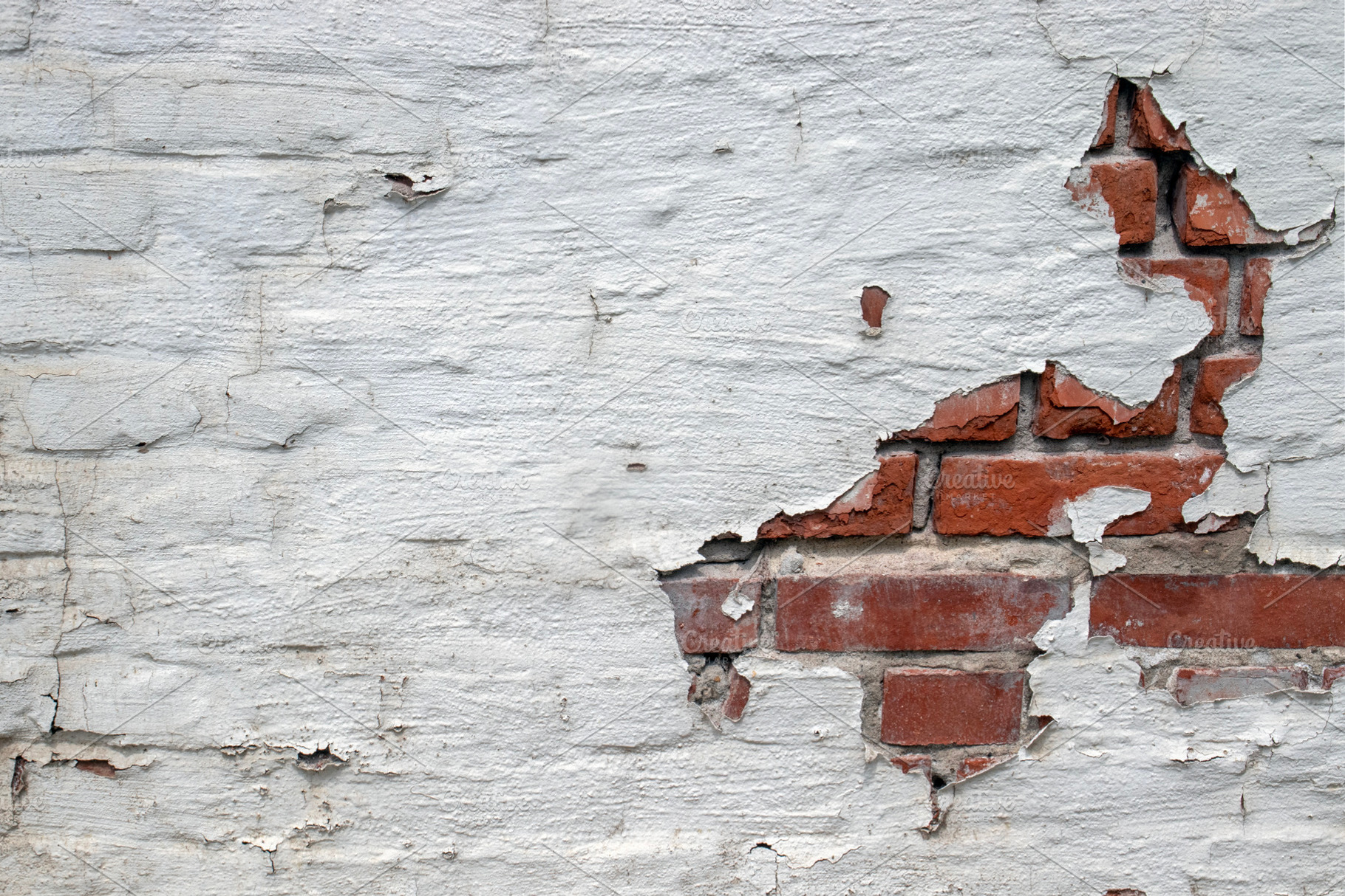 A fragment brick wall painted white, an Abstract Photo by Schreibikus