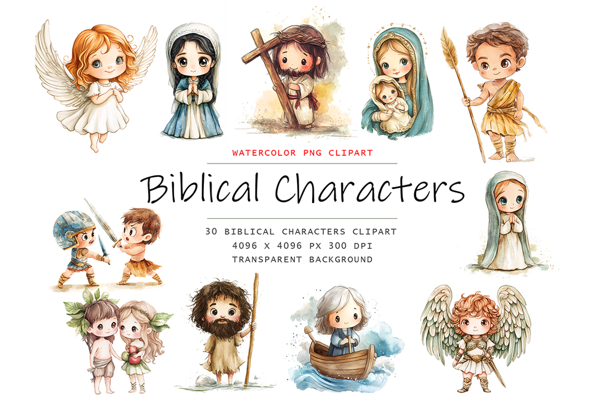 Watercolor Biblical People Clipart, a Person Illustration by stickermadness (Photo 1 of 5)