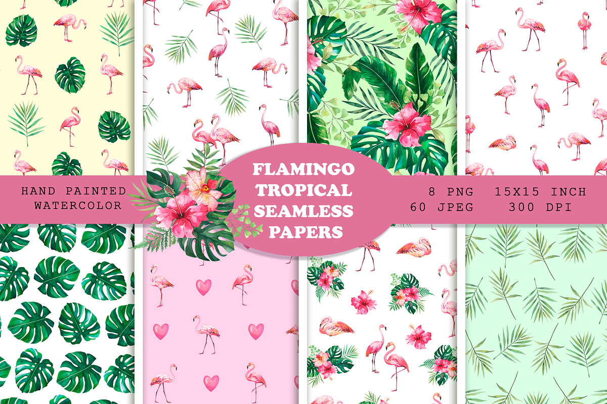 Flamingo Tropical Seamless Patterns, a Pattern Graphic by PatternPalette (Photo 1 of 12)