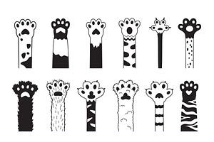 Black cat paws. Cartoon cute pet paw, a Background Graphic by LadadikArt