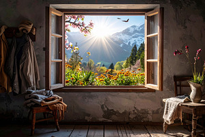Spring Sunrise Through Mountain Cottage Window, a Sports & Recreation Photo by Davizro's Market