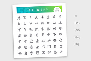 Fitness Line Icons Set