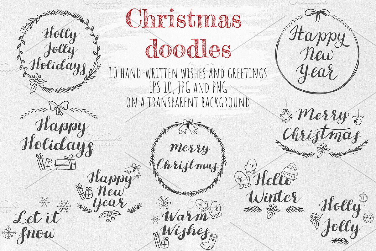 Christmas doodles. Big Bundle, a Seasonal Illustration by HmarkaShop (Photo 3 of 4)