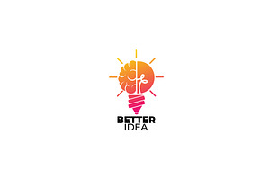light bulb and brain isolated Logo