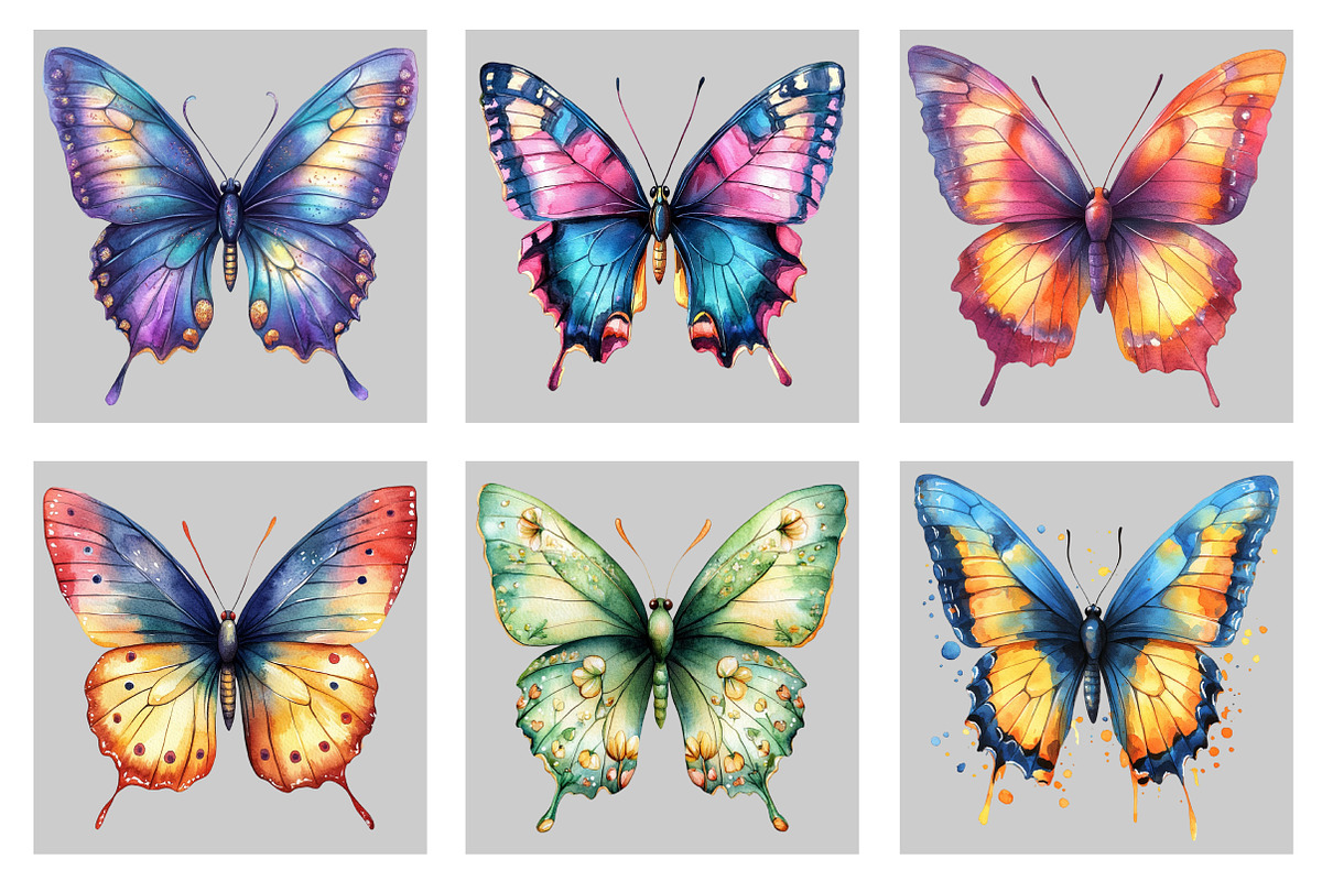 Whimsical Butterfly Clipart, an Illustration by Black Bird Studio (Photo 3 of 5)