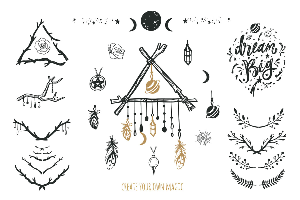 Whimsical Witchcraft hand drawn set, an Illustration by Wild Muse (Photo 4 of 9)