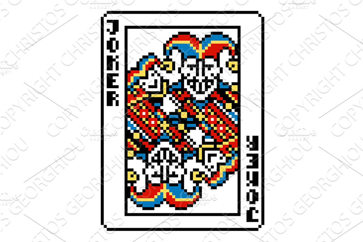 Pixel Art Style Playing Card Joker, an Illustration by Christos Georghiou