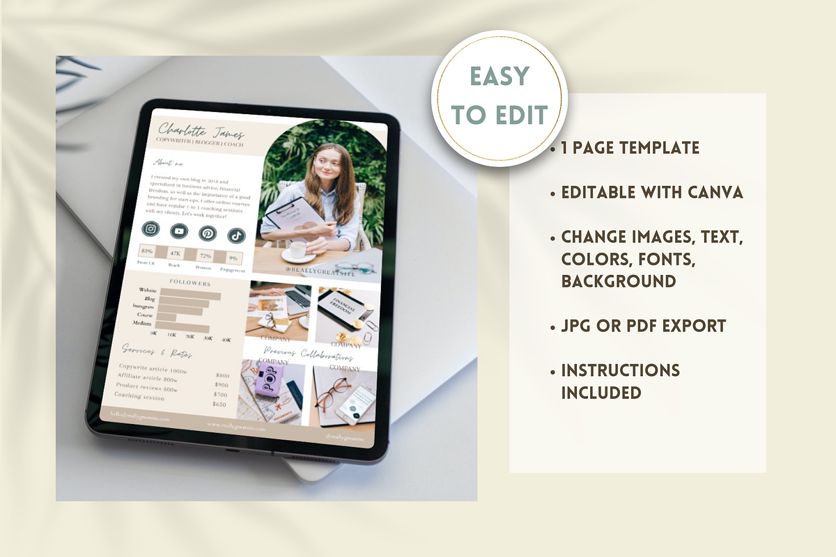 Business Coach Media Kit Card, a Resume Template by Golden Horizons Studio (Photo 2 of 9)