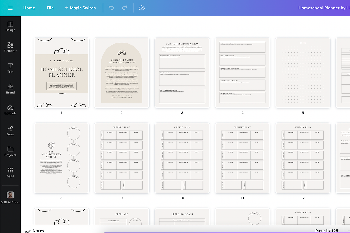 Homeschool Planner Canva, a Presentation Template by HelloKarla (Photo 5 of 6)